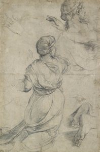 Estudios para dos mujeres arrodilladas de Raffaello Sanzio Raphael